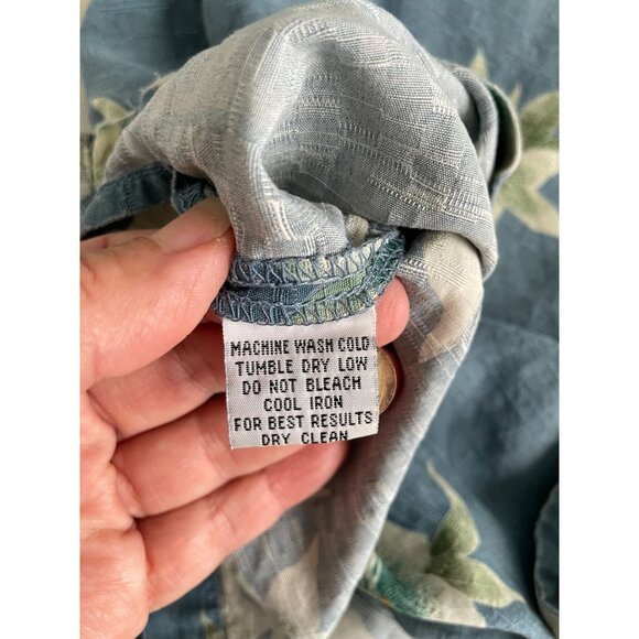 Tommy Bahama Mens XXL Blue Hawaiian Bahama Floral 100% Silk Button Shirt Y2K - Picture 7 of 11